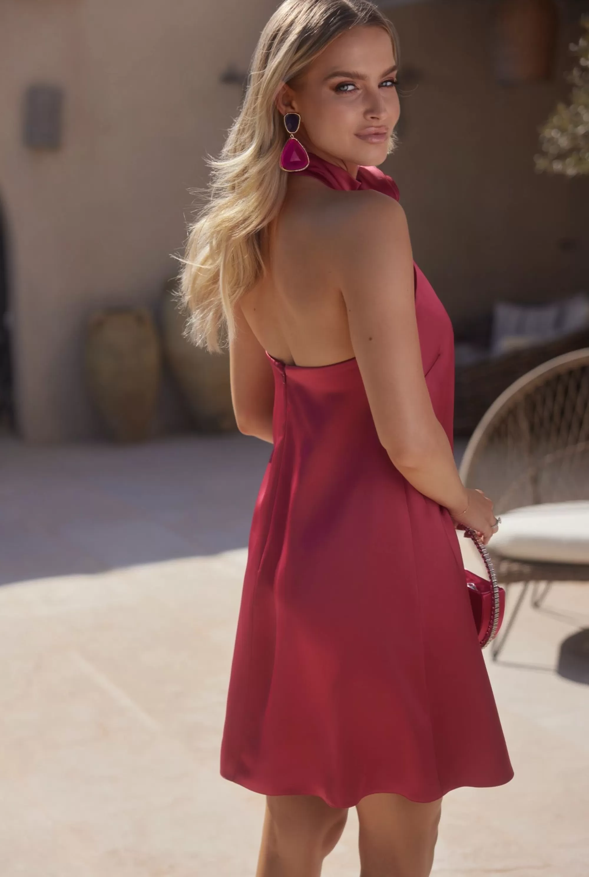 Clearance Allen - Satin Mini In Ruby Shade Women Wedding