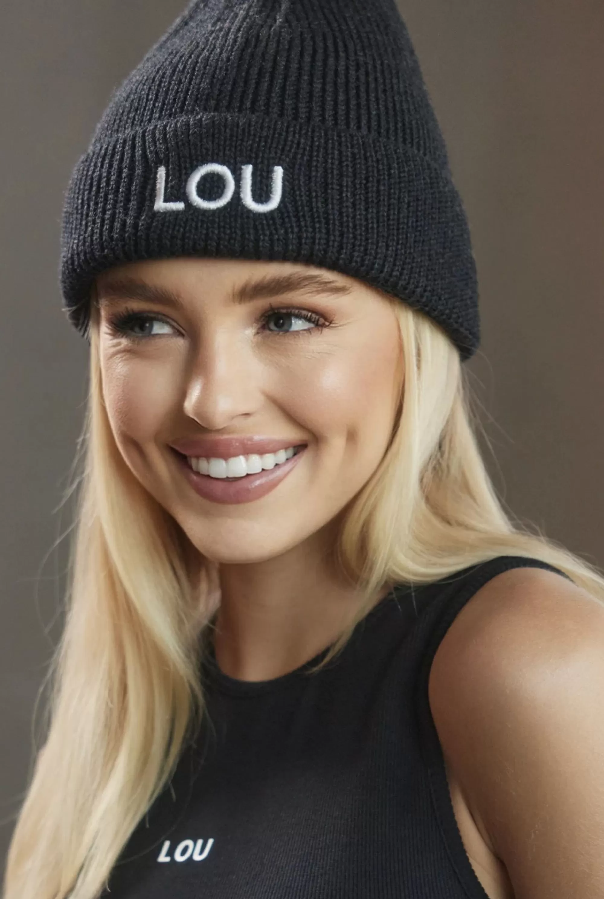 Online Black Winter Beanie With Lou Logo Women Winter Hats