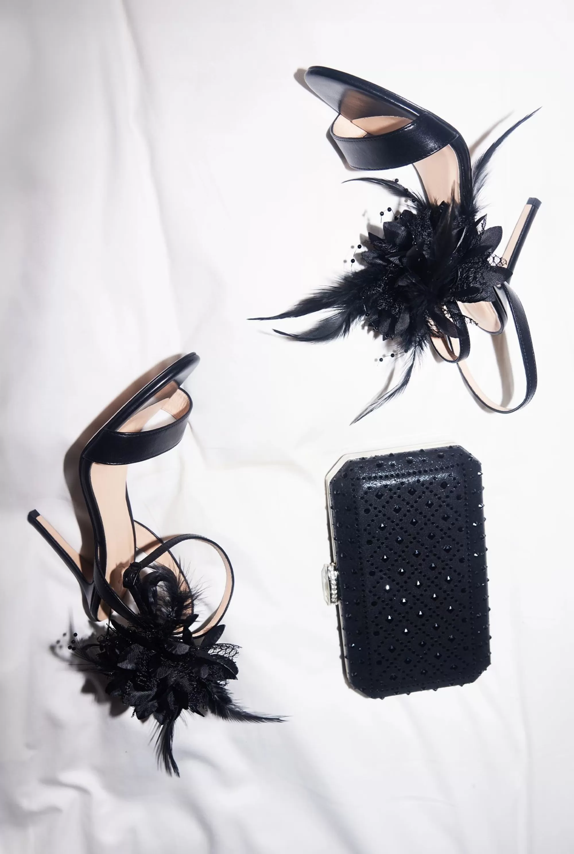 Flash Sale Brinley - Classic Black Stilettos With Matching Flower With Feathers Women Shoes