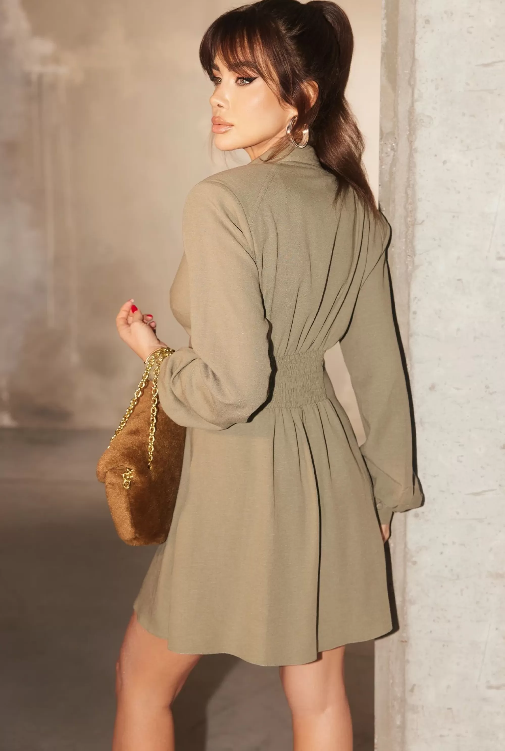 Store Eliana - Olive Shirt Style Dress Women Every Day