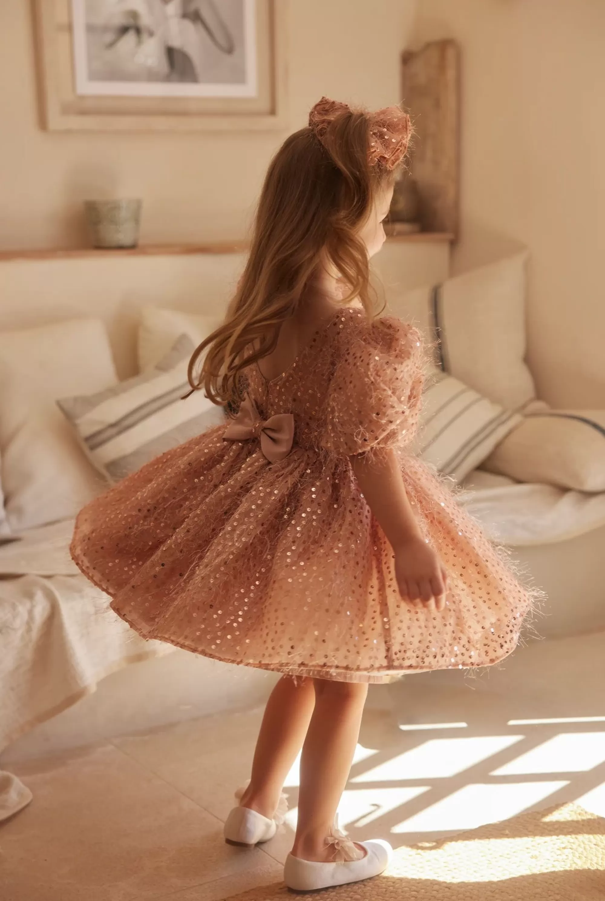 New Kimi - Children'S Mini Dress With Buffs And Embellished Bow Women Kids