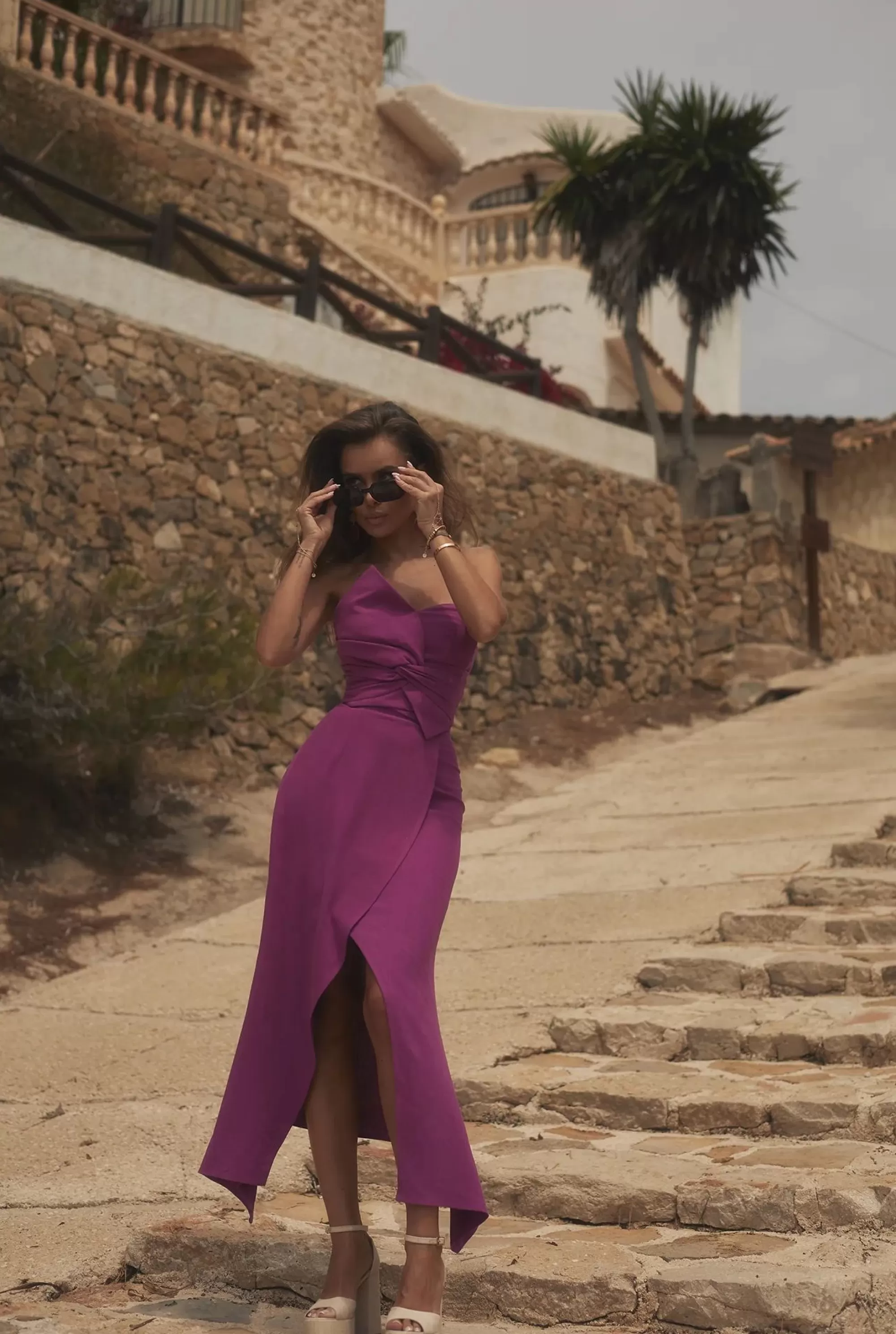 Hot Medea - Set Of Corset And Midi Skirt In Fuchsia Color Women Every Day
