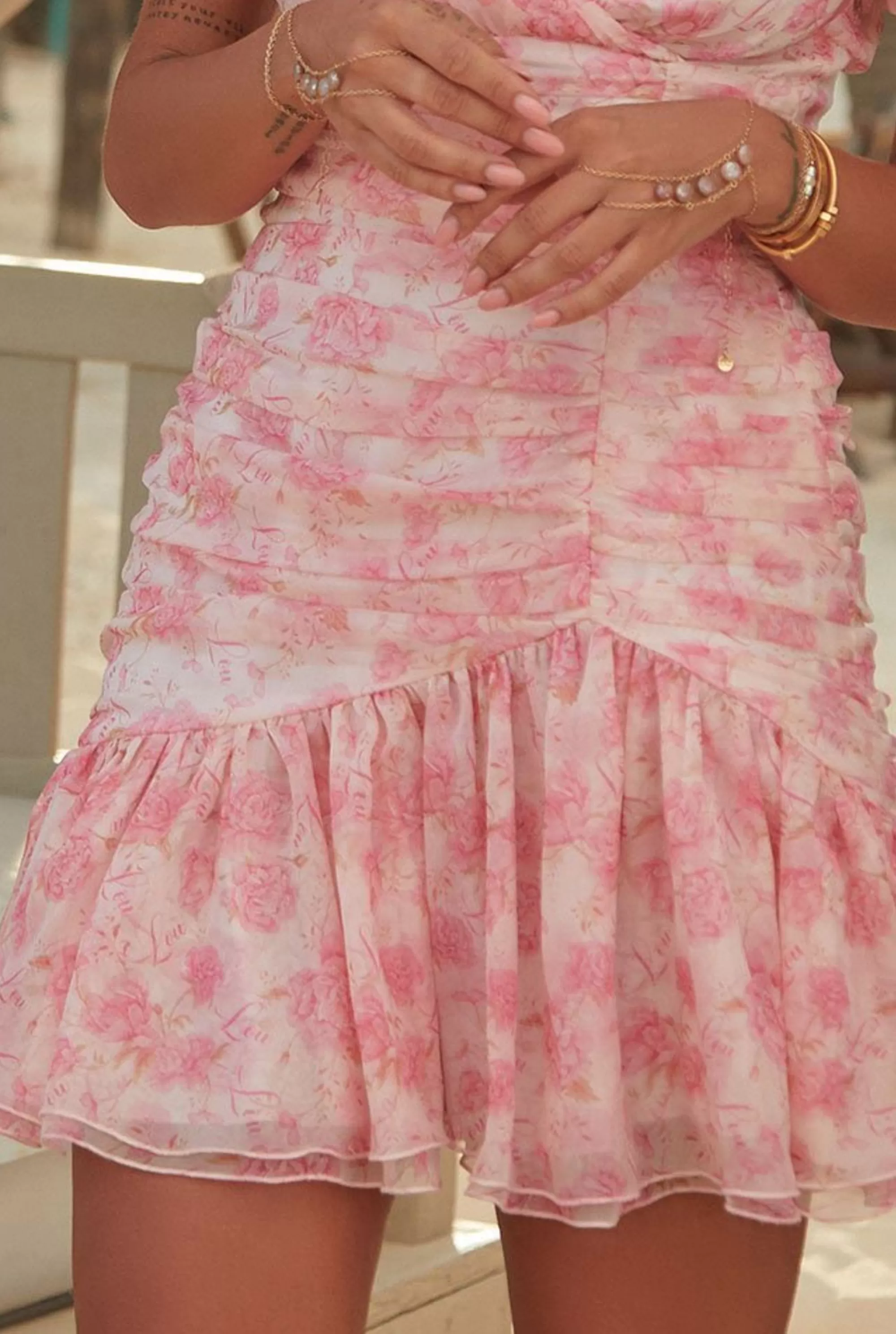 Online Roma - Dress With Floral Print In Shades Of Pink Women Wedding