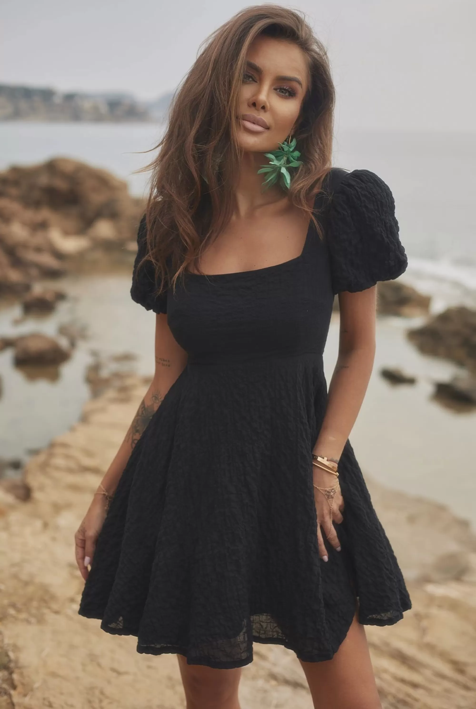 Sale Sule - Black Mini Boho Dress Women Every Day