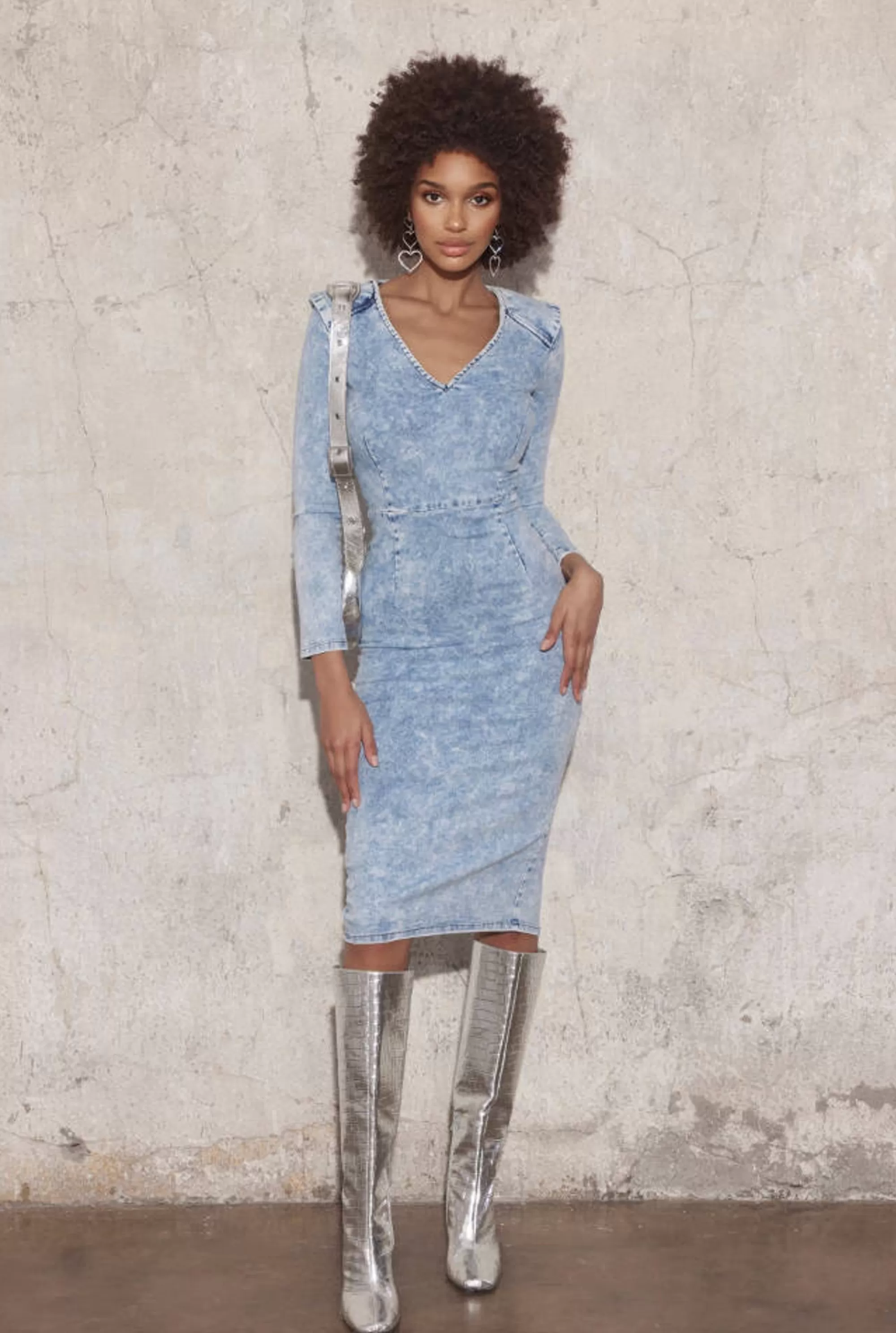 Flash Sale Tamara - Midi Denim Dress In Blue Women Every Day