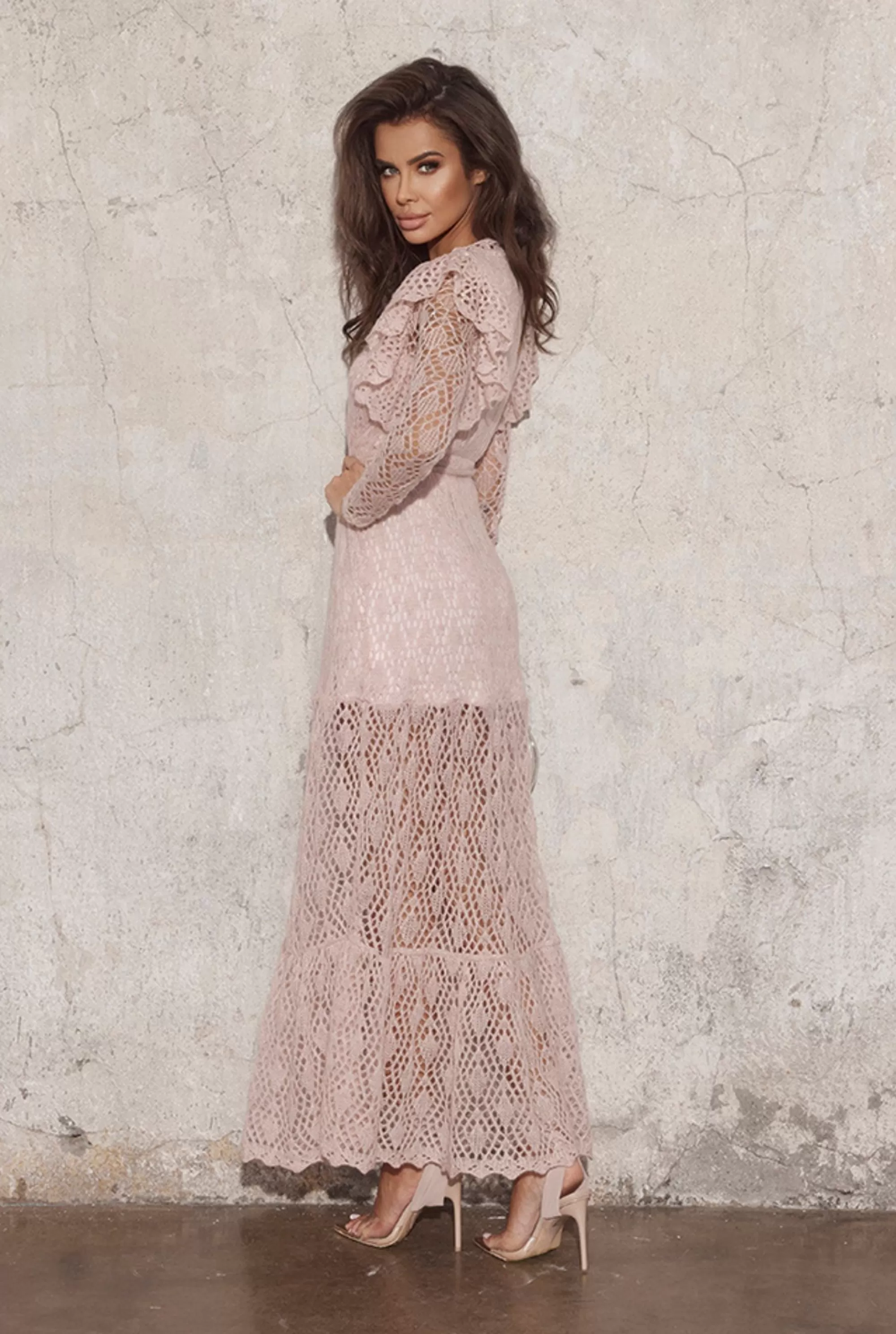 Outlet Willow - Pink Maxi Knit Dress Women Every Day